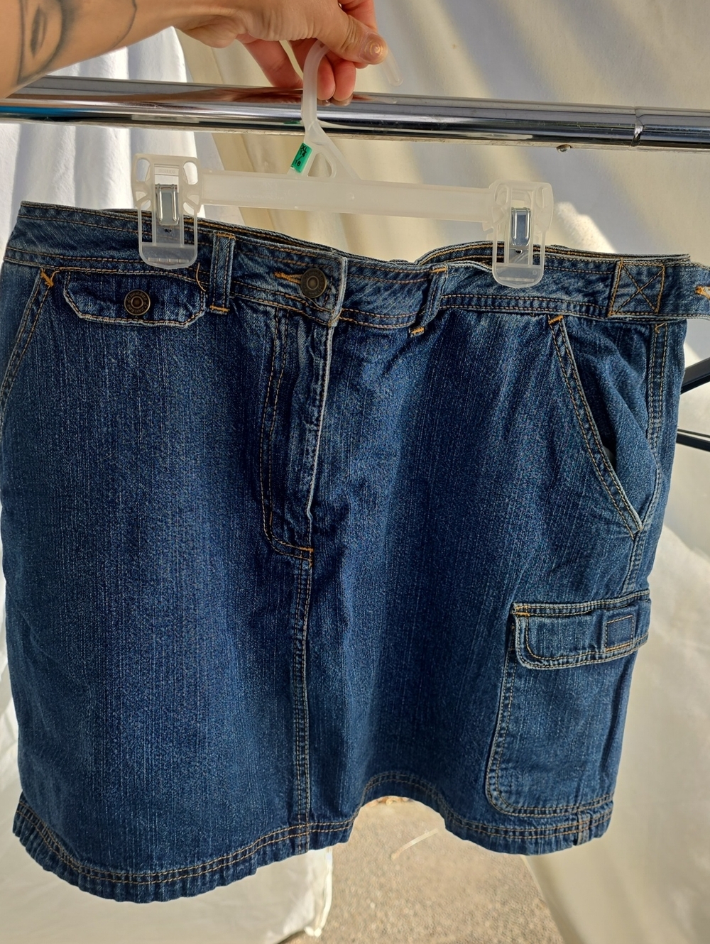 St. John's Bay Blue Denim Skort with Contrast Stitching
